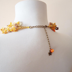 Bijou Embroidery Necklace Flower Jewel 黃色混合 第4張的照片