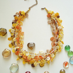 Bijou Embroidery Necklace Flower Jewel 黃色混合 第5張的照片