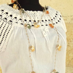 トゥーオヤ　刺繡ネックレス　ロング　レースのラリエット　お花 5枚目の画像
