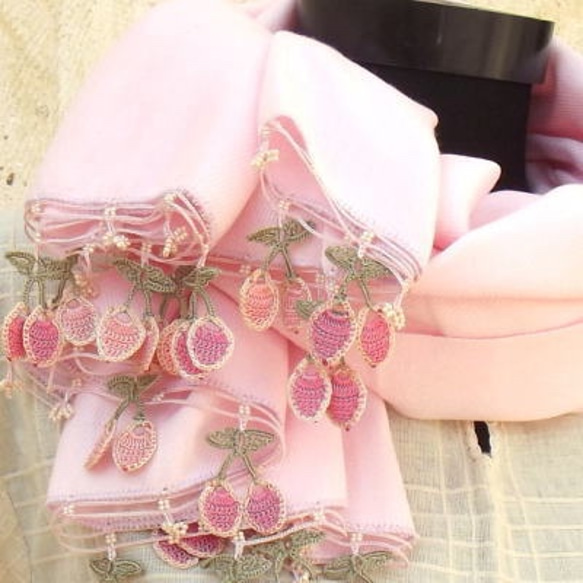 蕾絲花朵Pashmina攤檔淺粉紅色[PS123] 第1張的照片