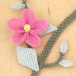 立体刺繍のネックレス　さくら　ピンク [PR013] 2枚目の画像
