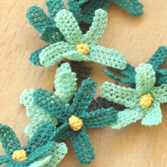 立体刺繍のネックレス「ルピナス」アクアブルー 3枚目の画像