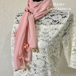 [秋季特賣]繡花“雛菊”粉紅色混合的雪紡檔（2面） 第3張的照片