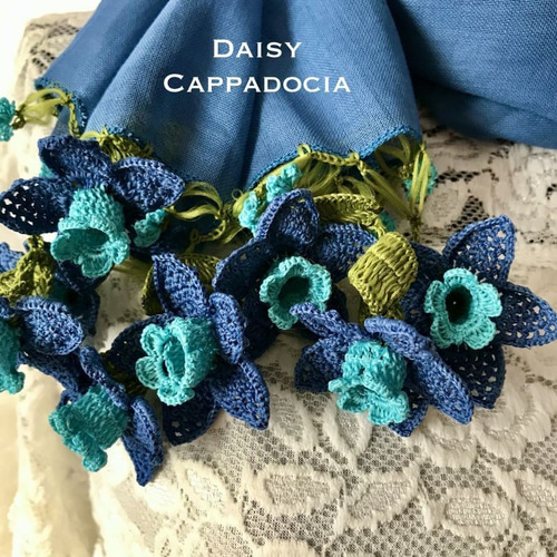 ③綿スカーフ　ショール　ストール　トルコ　オヤ　刺繍　ハンドメイド トルコ オヤ OYA トゥーオヤ ビンテージ スカーフ 可愛い 花