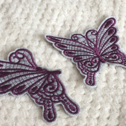 選べるカラー2個セット＊チュールレース刺繍＊コースター(蝶々) 7枚目の画像