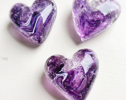 ハートペーパーウエイト パープル☆ご注文前に在庫のお問い合わせを