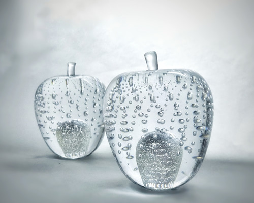 チェコ　CZ GLASS工房　作家もの　りんご チェコ CZ GLASS工房 作家もの りんご