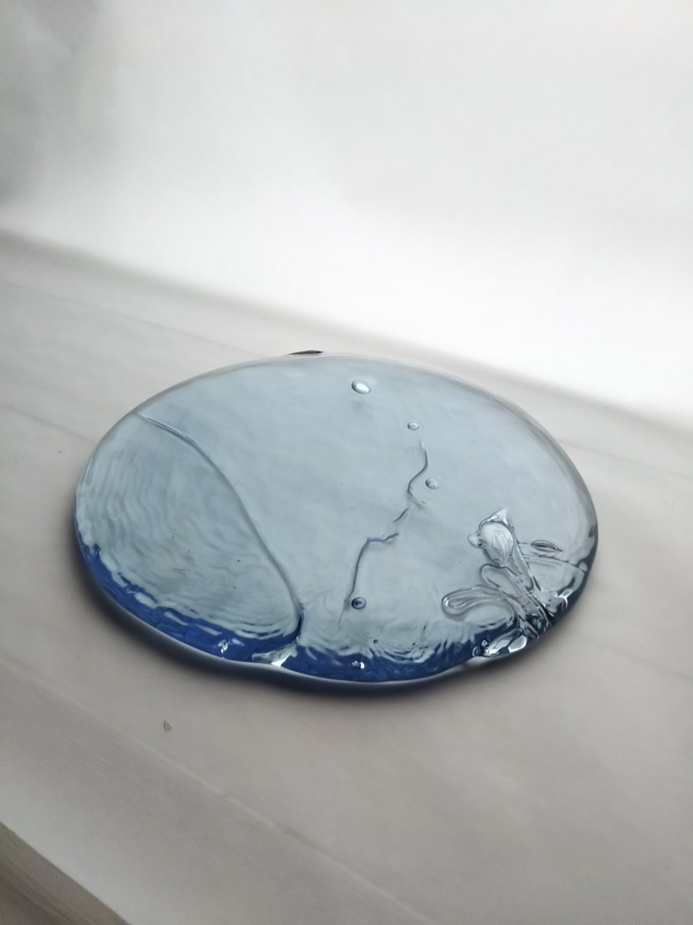 美品 ガラス 置物 オブジェ 水はね 水しぶきが丁寧に表現された