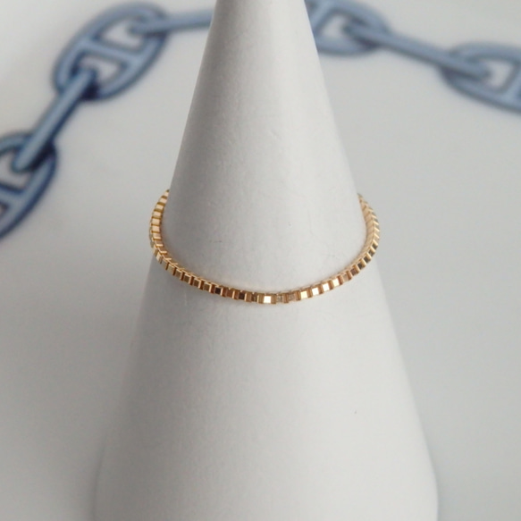 k18リング　k18ベネチアンチェーンリング　18金　18k　ete好きの方に（0.9㎜幅）つけっぱなし　キラキラ　華奢 6枚目の画像