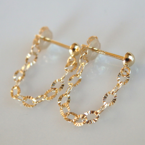 【楽天スーパーセール】 k10ピアス キラキラ 気分 10k 10金 ペタルチェーンフープピアス アクセサリー