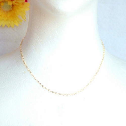 k18ネックレス キラキラ ペタルチェーンネックレス 18金 18k 1.9㎜幅