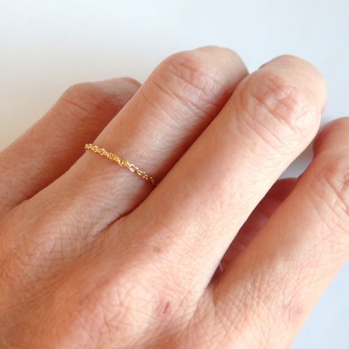 k18リング フレンチロープチェーンリング 18金 18k 1㎜幅 指輪・リング