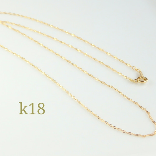 誕生日プレゼント k18ネックレス スクリューチェーン 18金 18k 1.1㎜幅