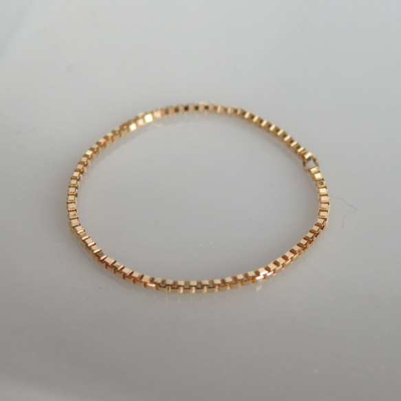 k18ベネチアンチェーンリング　0.7㎜幅　18金リング　18k　気分が上がる　つけっぱなし　キラキラ　チェーンリング　 5枚目の画像