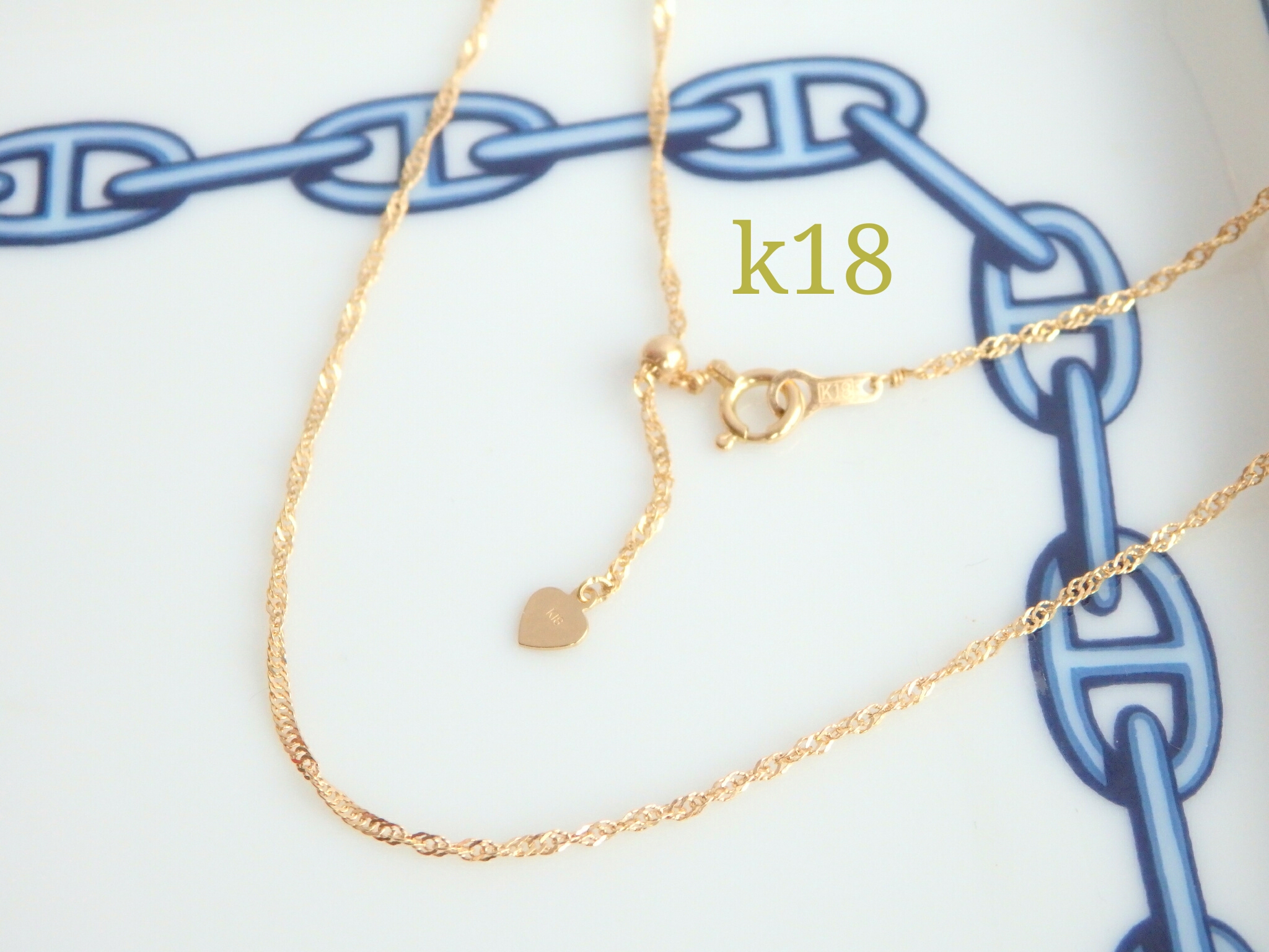 cohalu　k18ネックレス　スクリューチェーン　スライドアジャスター付 楽天市場】K18 スクリューチェーン ネックレス(45cm 幅1.2mm
