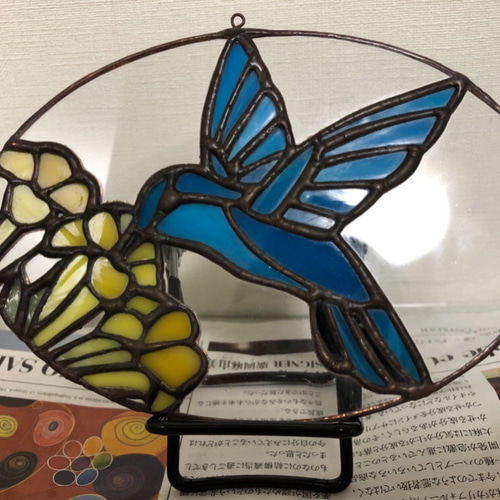 ハチドリ ハミングバード ステンドグラス オーナメント（ガラス細工
