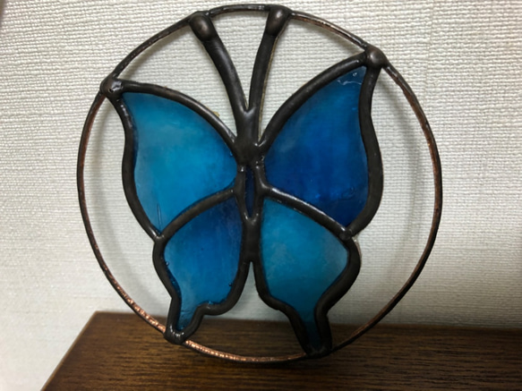 モルフォ蝶風　ブルー　蝶々　バタフライ　タペストリー　壁掛け 2枚目の画像