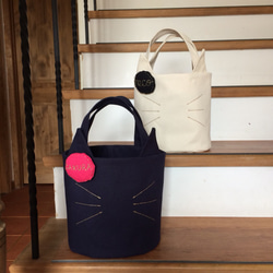 再販☆ neco bag・ねこバッグ☆帆布8号生地・選べるお色12色☆オーダーメイド☆ 2枚目の画像