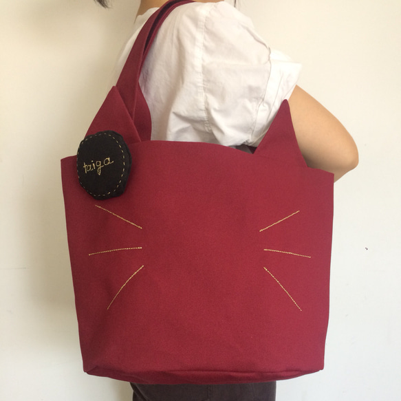 再販☆ neco bag Lサイズ・ねこバッグL☆帆布8号生地・選べるお色12色☆オーダーメイド☆ 1枚目の画像