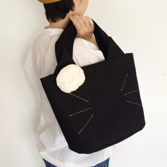 再販☆ neco bag Lサイズ・ねこバッグL☆帆布8号生地・選べるお色12色☆オーダーメイド☆ 3枚目の画像