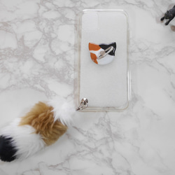 三毛猫のリング付きスマホケース　シンプル　かわいい　iPhoneケース 2枚目の画像
