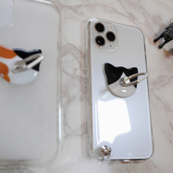 三毛猫のリング付きスマホケース　シンプル　かわいい　iPhoneケース 3枚目の画像