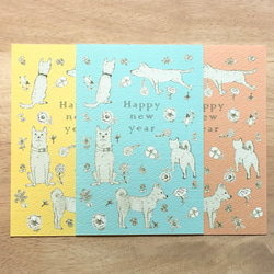 2018年賀状アンティークデザイン いぬいぬ戌ポストカード4枚セット 2枚目の画像
