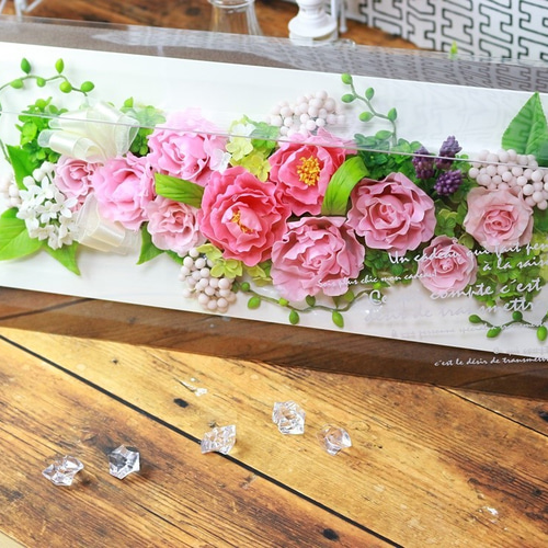 クレイフラワー❁ロココ調薔薇のフラワーアレンジメント❁ハンドメイド f3d79e53cc1d4b6198d3d4b17d1106