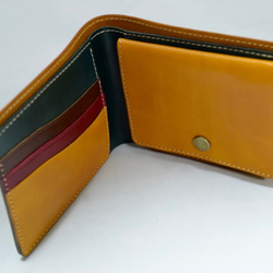 牛本革 二つ折り財布（キャメル） 1枚目の画像