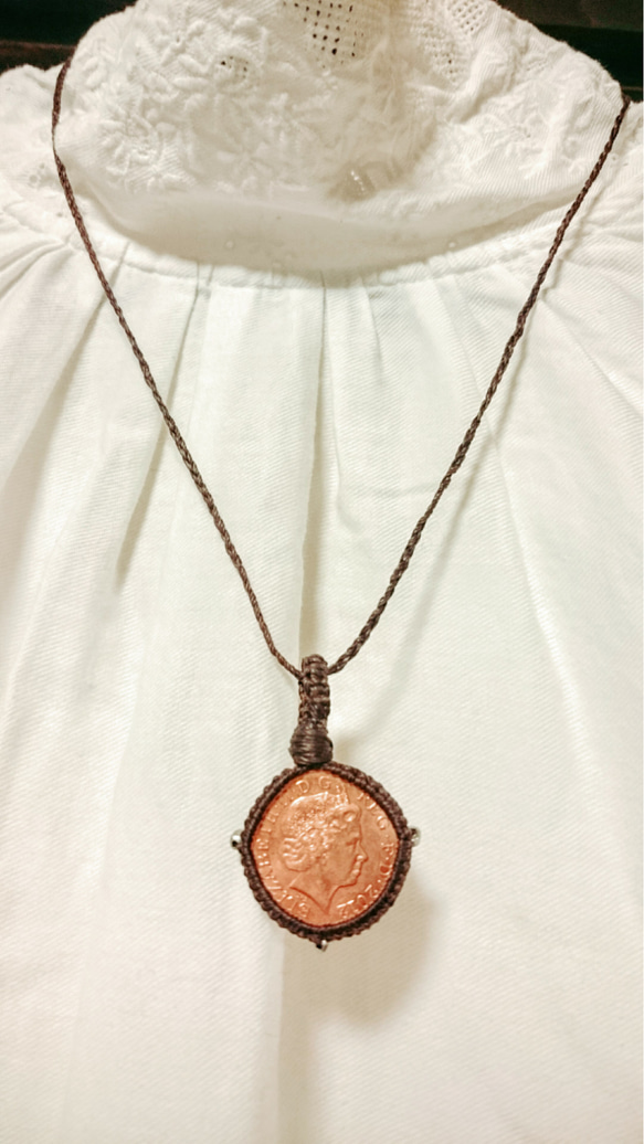 コイン つつみ編みマクラメペンダント ネックレス・ペンダント