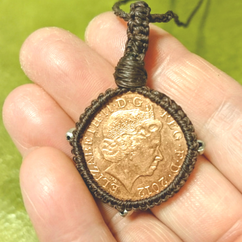 コイン つつみ編みマクラメペンダント ネックレス・ペンダント