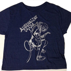 GuitarGirl　レディースワイドTシャツ　Navy×silver 2枚目の画像