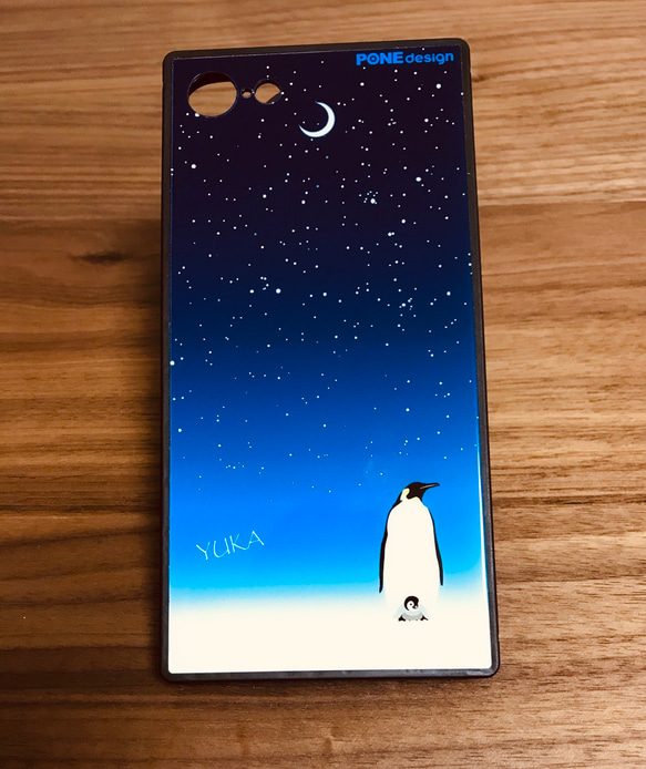 スクエア型ガラススマホケース PENGUIN Moon 1枚目の画像