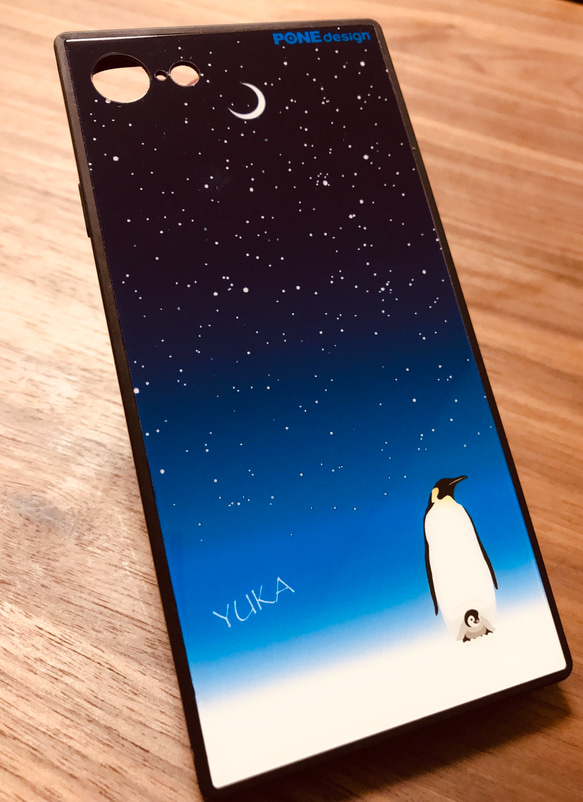 スクエア型ガラススマホケース PENGUIN Moon 2枚目の画像