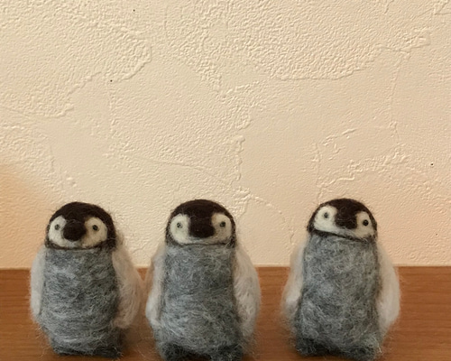 【羊毛フェルト】大型★ペンギン★皇帝ペンギン　親子 羊毛フェルト】30cm越の大型☆ペンギン☆皇帝ペンギン 親子
