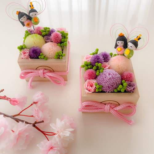 お雛様の升アレンジ プリザーブドフラワー petit bouquet 通販 8592335