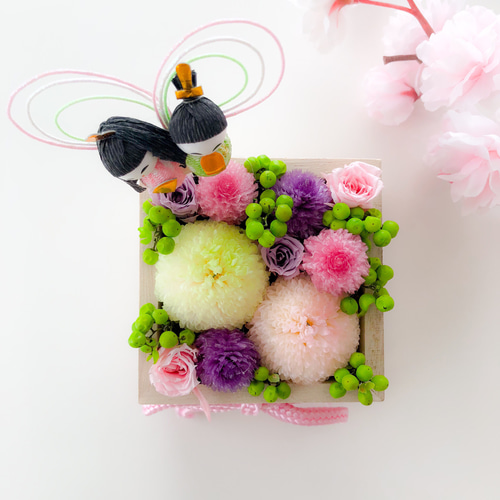 お雛様の升アレンジ プリザーブドフラワー petit bouquet 通販 8592335