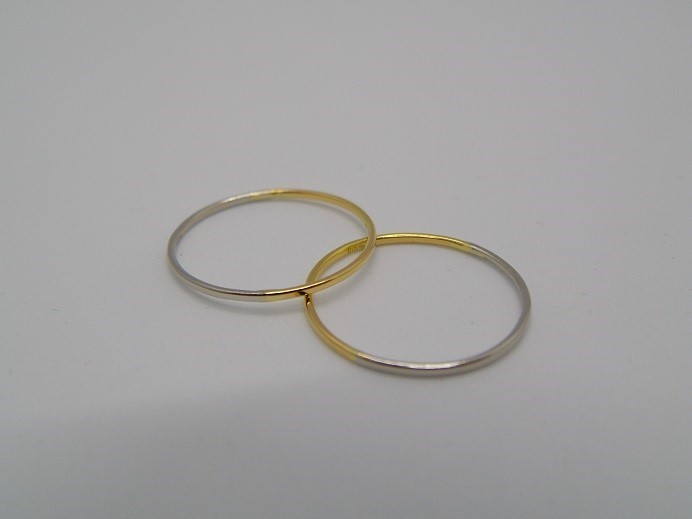 プラチナと金 細リング 1mm幅
