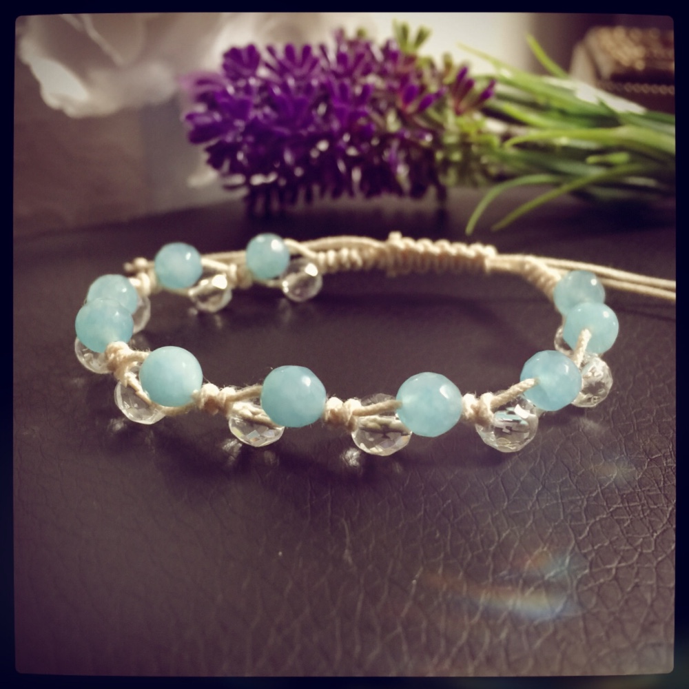 天然石　ブレスレット　＊No. 607＊ハンドメイド　パワーストーン　編み