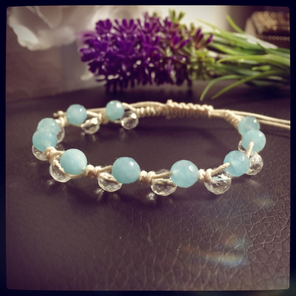 天然石 パワーストーン ミサンガ 編み ブレスレット「希望