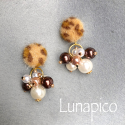 【0101】☆leopard☆パールピアス 2枚目の画像