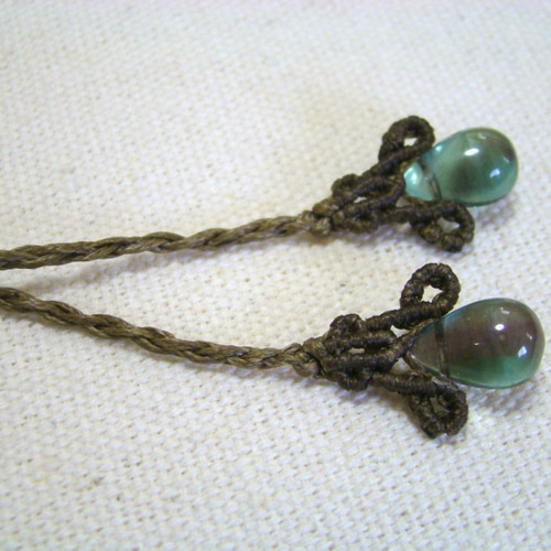 天然石 グリーンフローライトのマクラメ編みネックレス