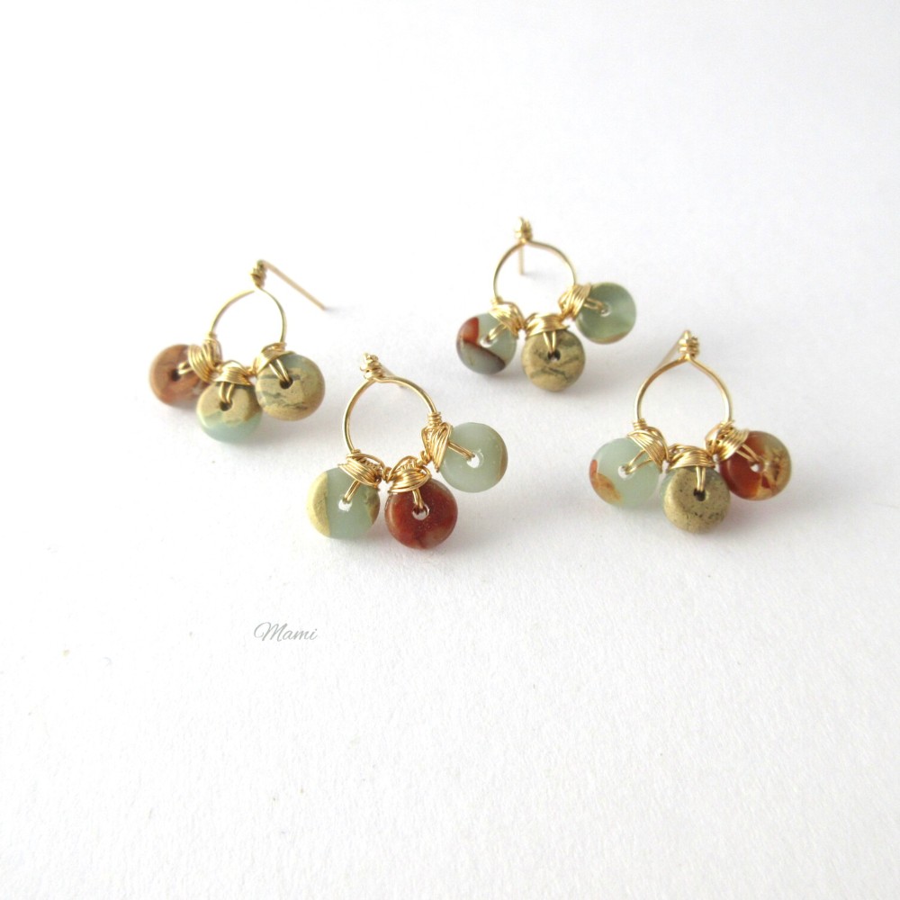 14KGF インプレッションストーンのサークルラインピアス フリル 4,950円