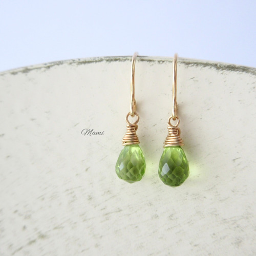 14kgfフォッシルコーラル・ペリドットピアス/イヤリング 14KGF ペリドット ピアス ピアス（フック・チェーン） Mami