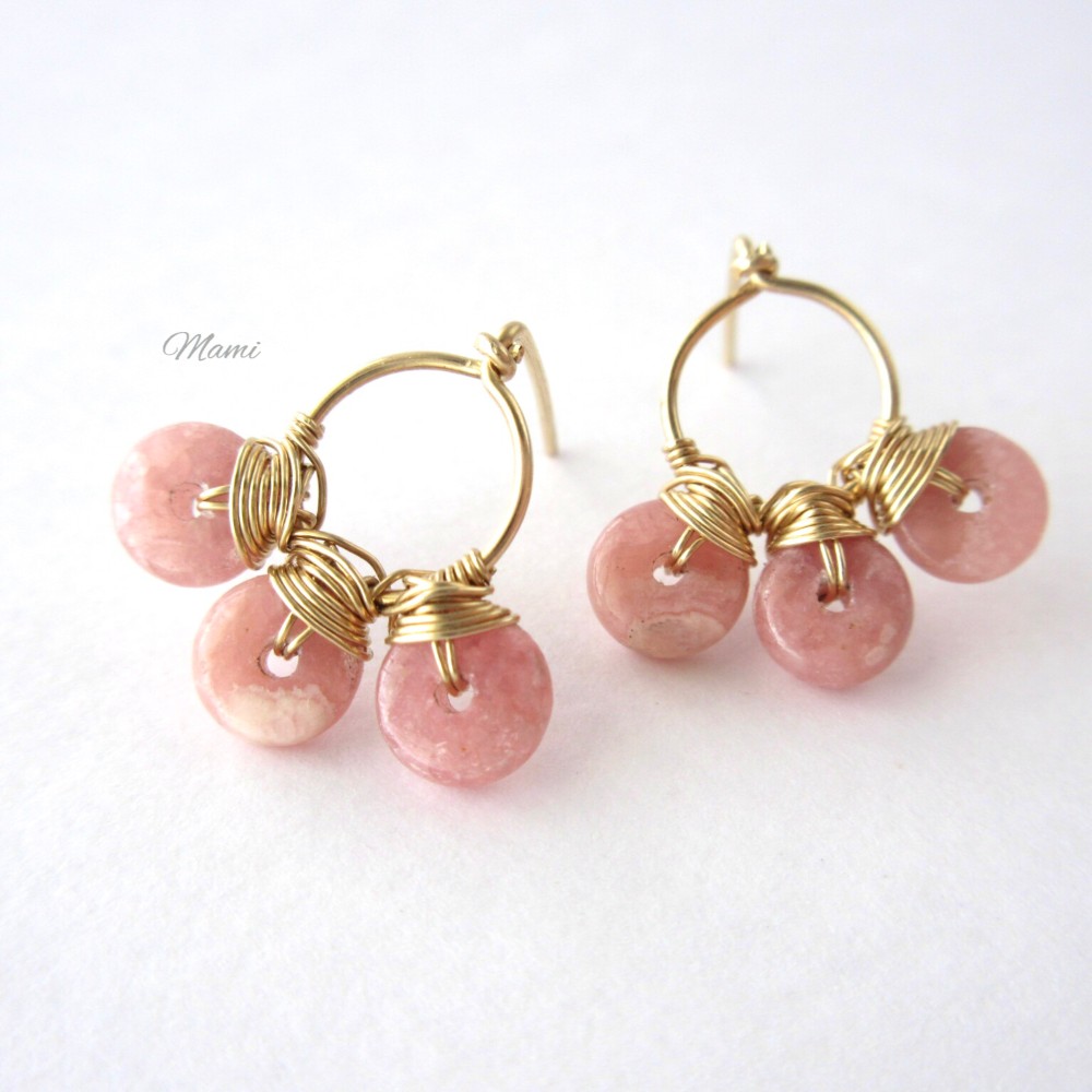 14KGF インカローズのサークルラインピアス フリル