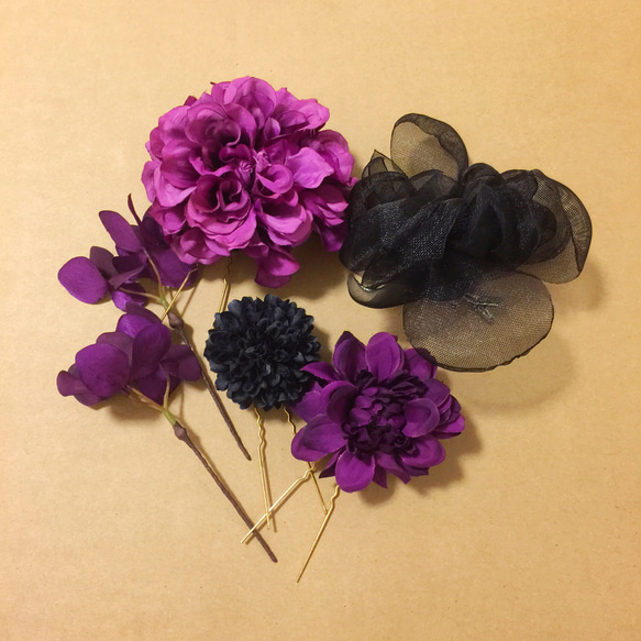 【紫苑】髪飾り 6点セット♥かんざしとパーツのセット -№167 3枚目の画像