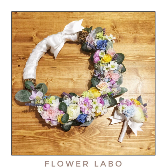 ◼️オリジナルオーダー◼️お好きなカラーやお花で対応！リースブーケ&ブートニア -№W13 6枚目の画像
