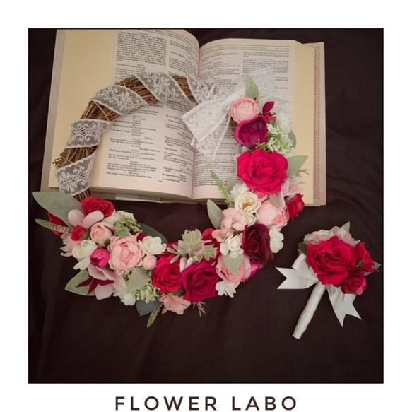 ◼️オリジナルオーダー◼️お好きなカラーやお花で対応！リースブーケ&ブートニア -№W13 8枚目の画像