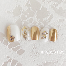 ホワイトゴールド/ネイルチップ/ブライダル/お呼ばれ/前撮り/和装