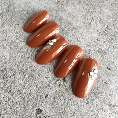 キャメルベージュ/ネイルチップ/カジュアル/シンプルネイル ネイル